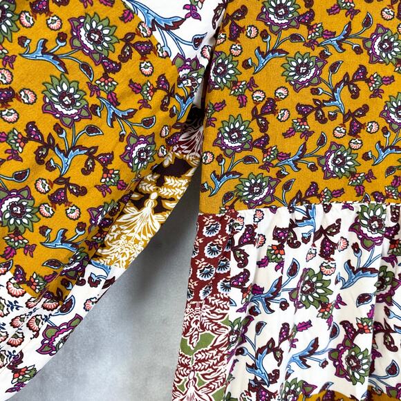 Emery Rose Womens Dress‎ M Boho Patchwork Cottagecore Indie Floral Fall Festival - Picture 6 of 12